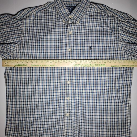 Ralph Lauren Mens Black Blue Checkered Long Sleeve Button Up Shirt Size Large - Picture 8 of 13